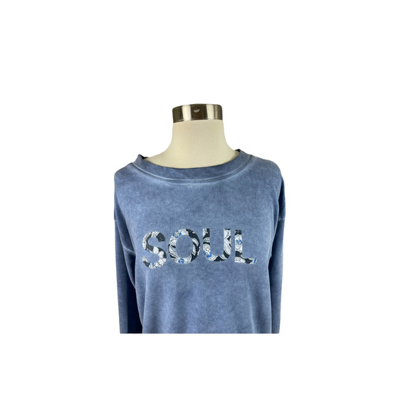 SoulCycle M Blue Long-Sleeved Soft Knit Soul Sweatshirt - Picture 2 of 4